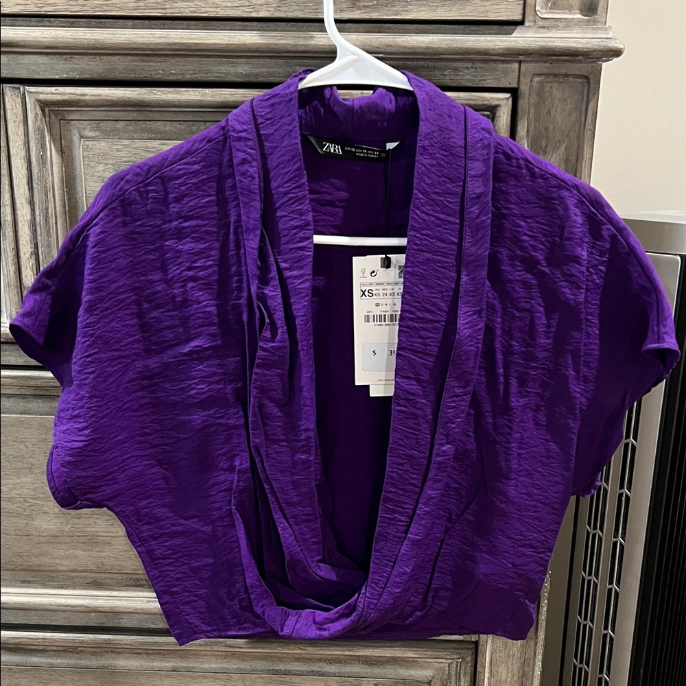 Zara Vibrant Purple Cowl Neck Top